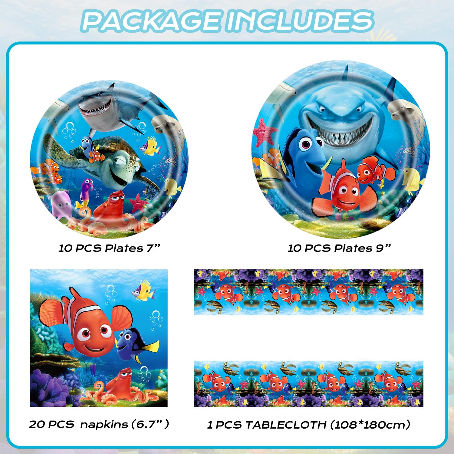 Autrpoweo Finding Nemo 9-inch plates ideal for main courses and snacks.