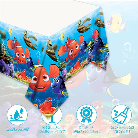 Autrpoweo Finding Nemo table cover protects surfaces during celebrations.