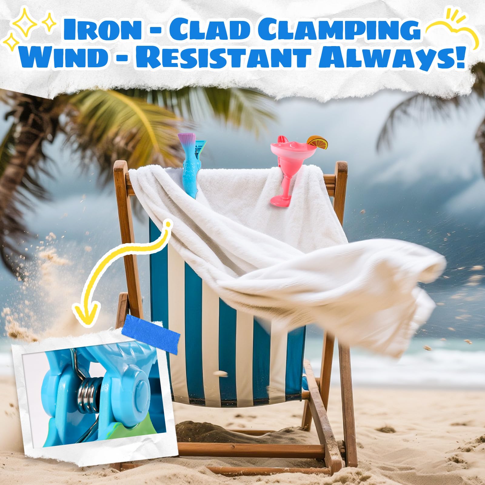 Autubin parrot towel clip adds color while securing towels outdoors
