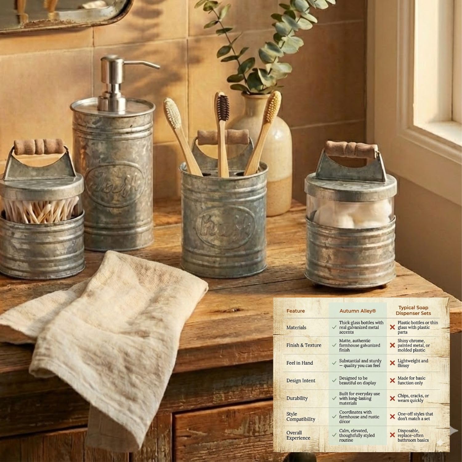 Autumn Alley ball-footed canisters with lids for small toiletries