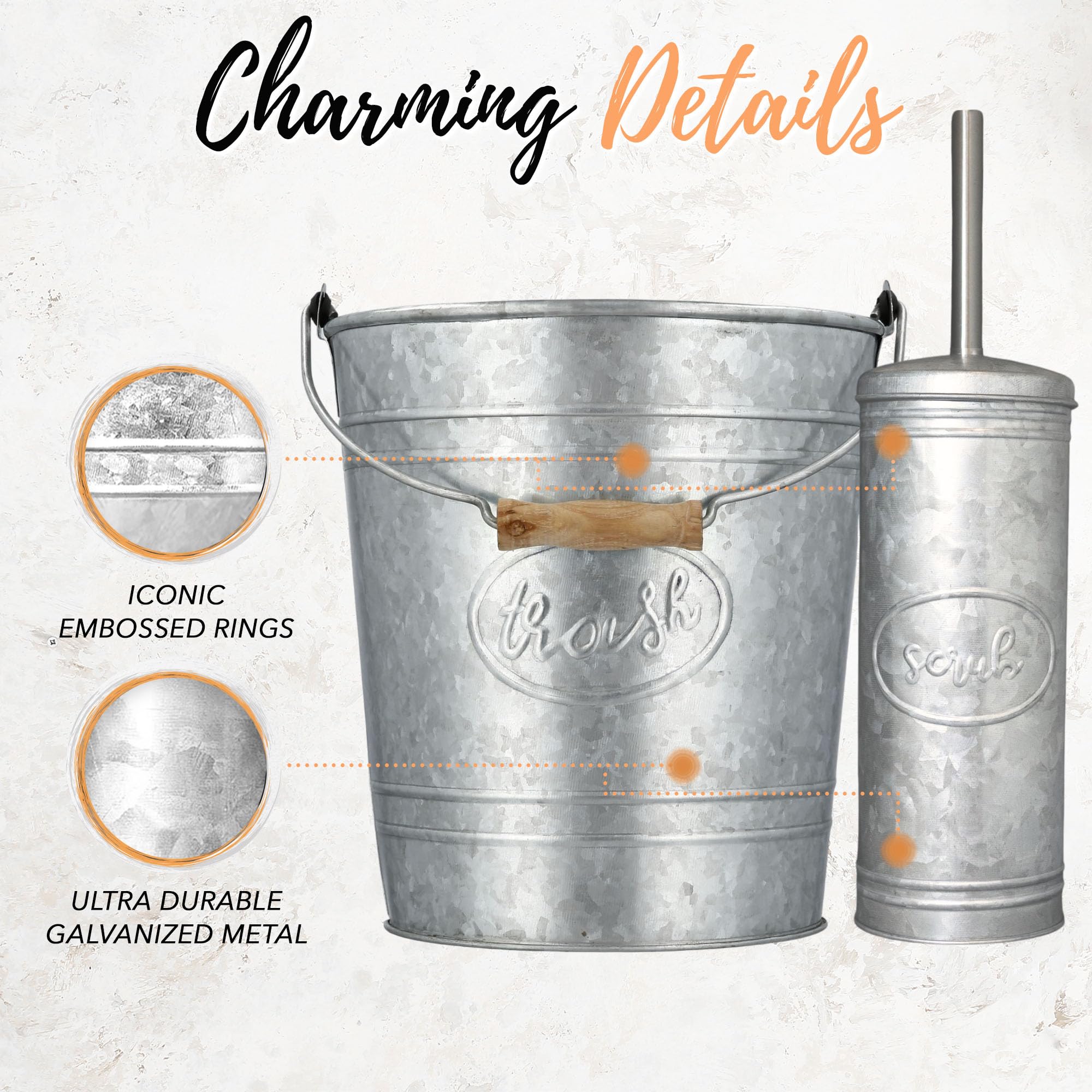 Autumn Alley galvanized steel trash can for durable, rust-resistant bathroom storage.