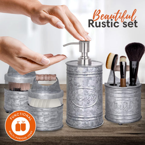 Autumn Alley metallic finish bathroom set offers durable organization