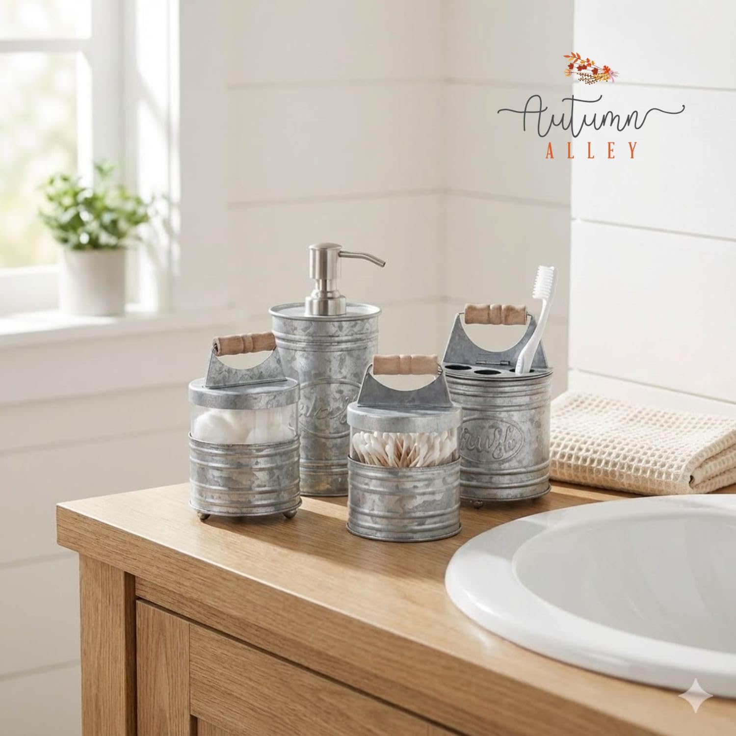 Autumn Alley rustic toothbrush holder keeps counters tidy
