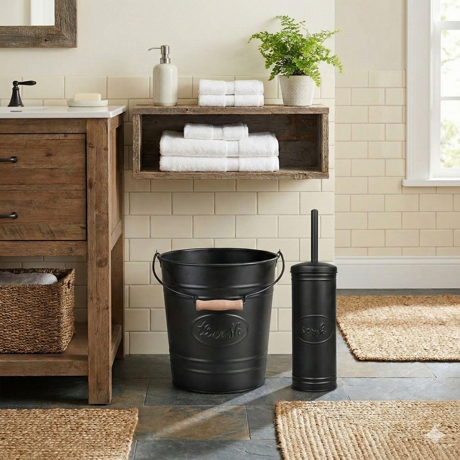 Autumn Alley western-country decor trash can fits any cozy corner.