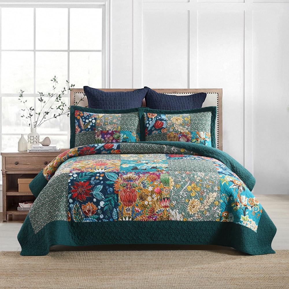 Autumn Dream bedspread patchwork king with durable stitching detail