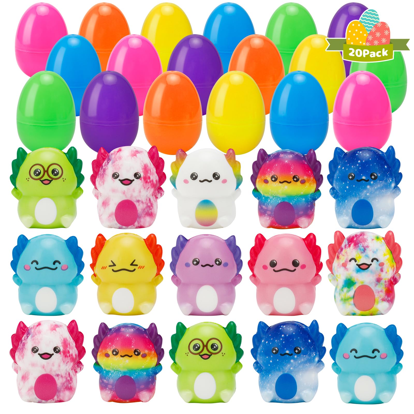 AUUGUU 20-pack Easter eggs ready for easy indoor and outdoor egg hunts.