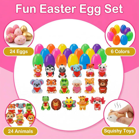 AUUGUU bright eggs reveal cute animal characters for imaginative play.