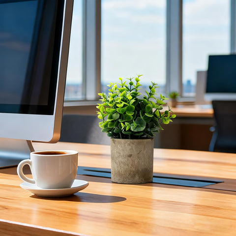 AUUGUU artificial plant on a desk brightens workspace with ready-to-display greenery
