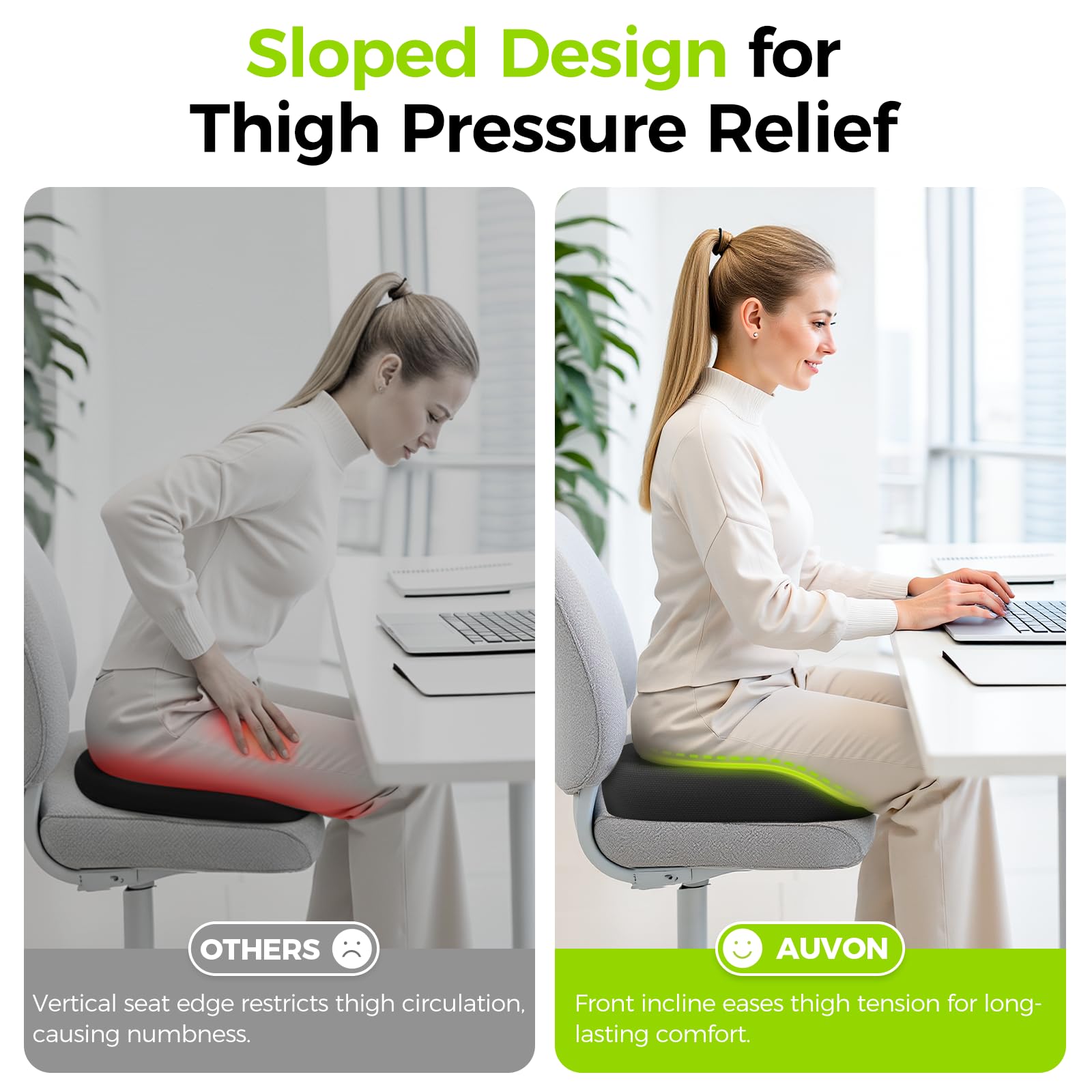 AUVON donut pillow with non-slip bottom for stable seating