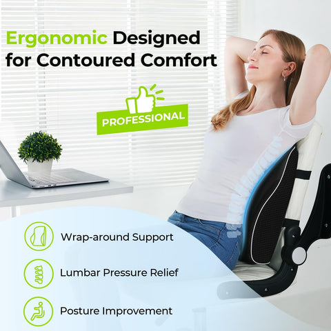 AUVON lumbar pillow used on an office chair for posture support