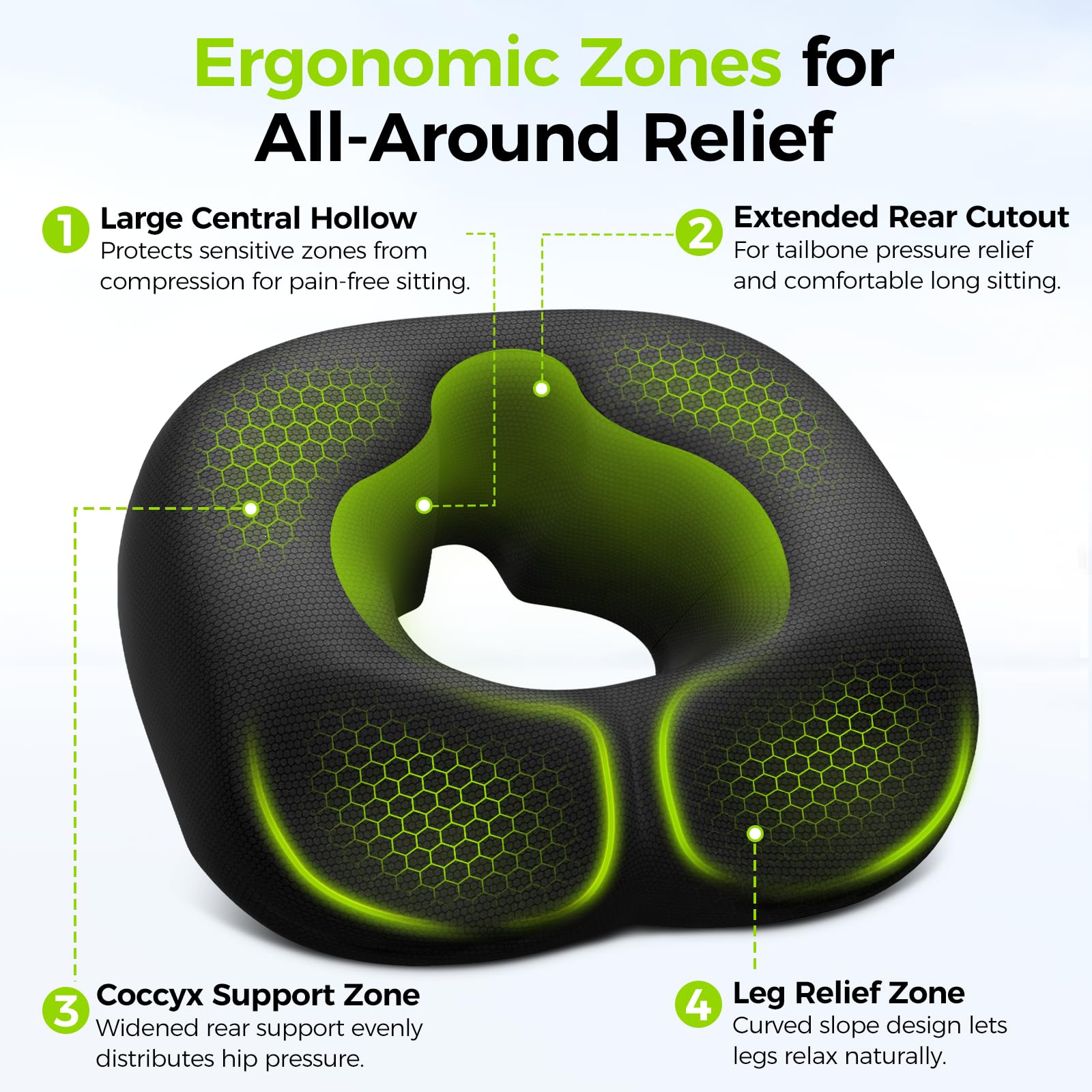 AUVON memory foam donut cushion, 3 inches thick, gentle cradling support