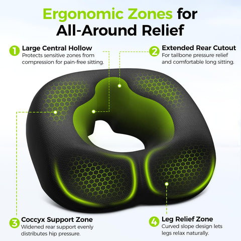 AUVON memory foam donut cushion, 3 inches thick, gentle cradling support