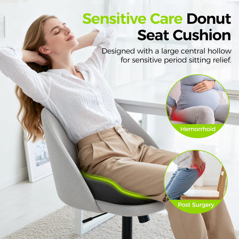 AUVON donut pillow front slope supports thighs for comfortable long sits