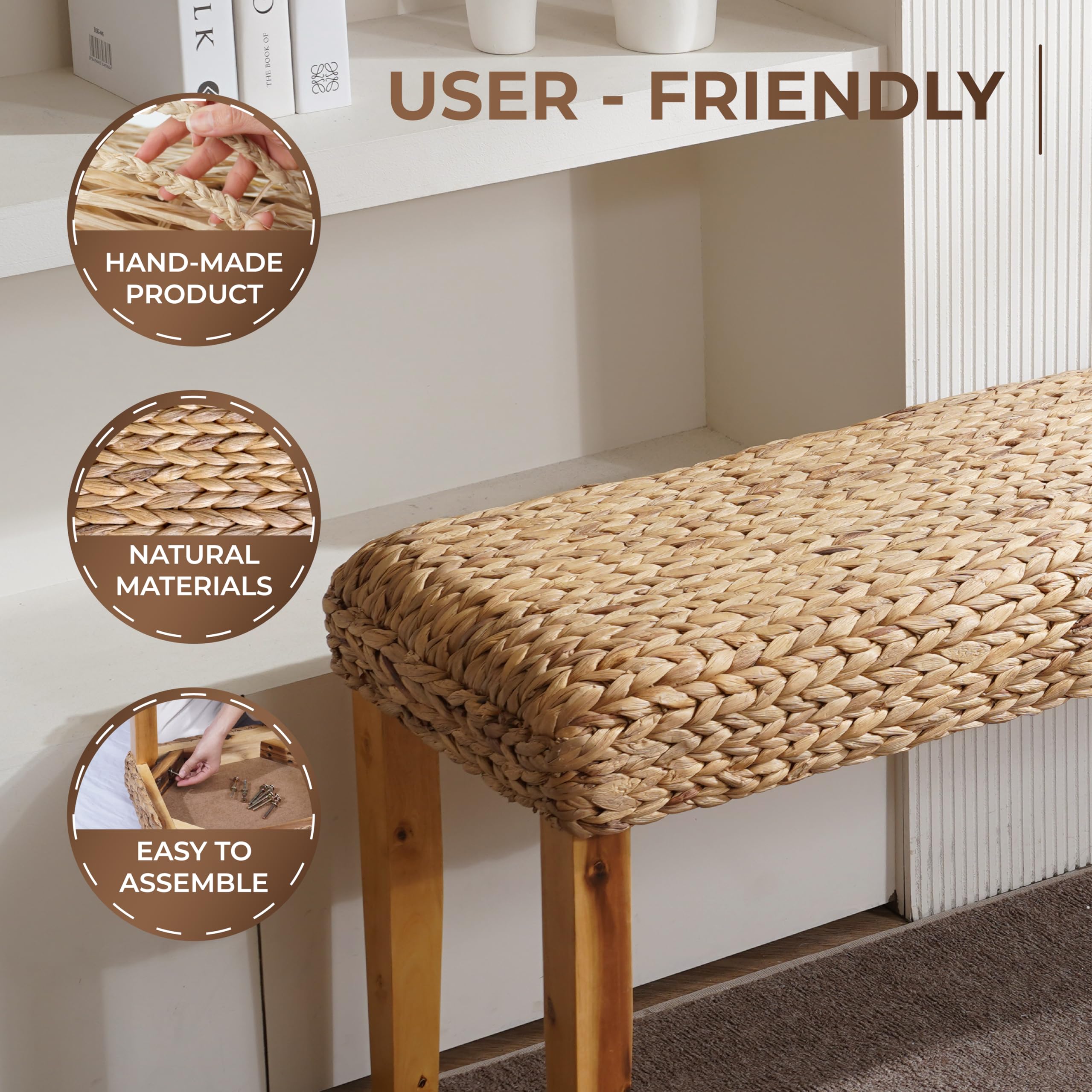 AV CONNECT 47-inch dining bench blends with any dining decor.