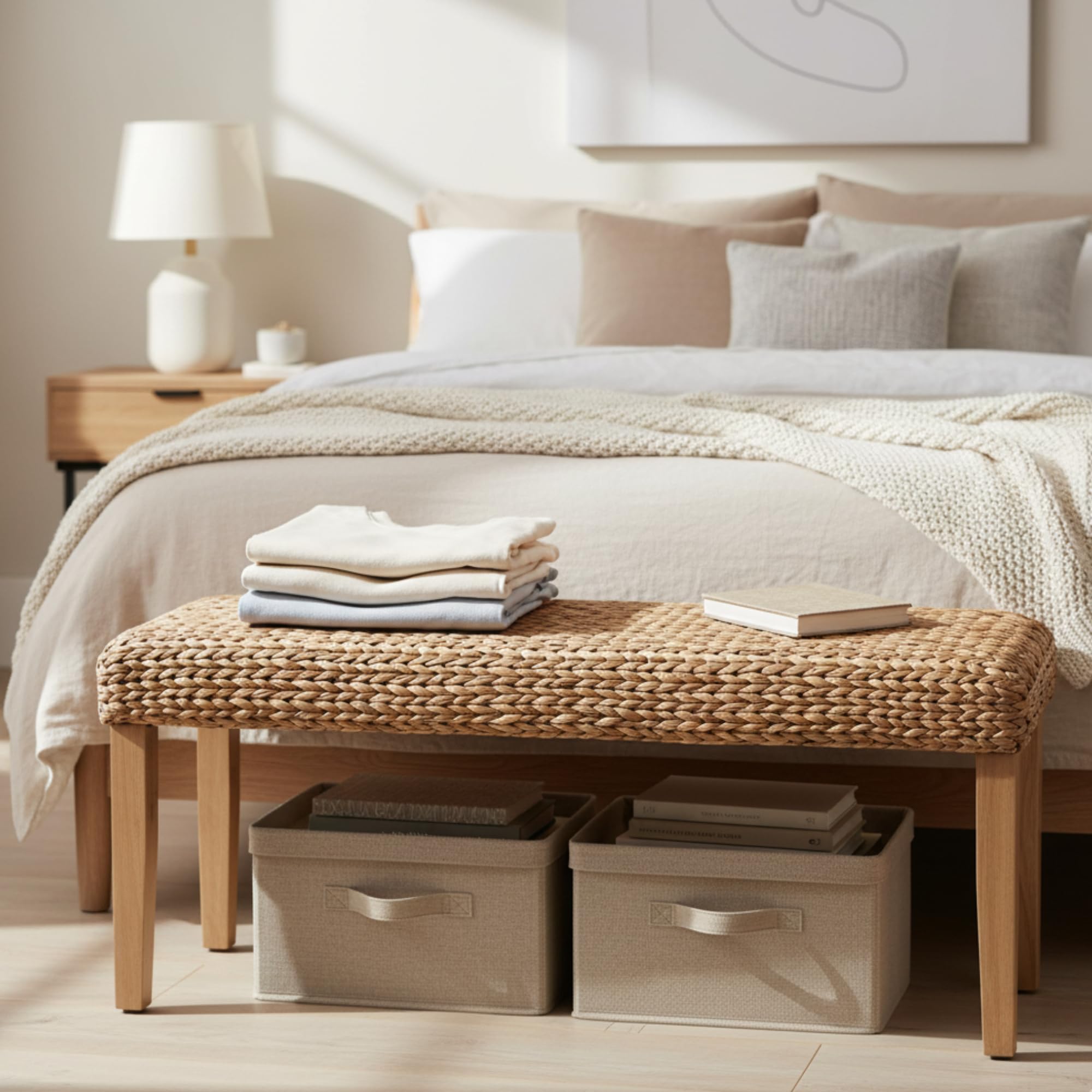 AV CONNECT entryway bench setup demonstrates versatile everyday seating.