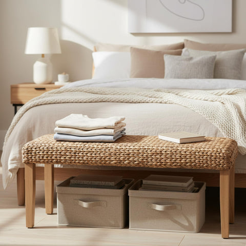 AV CONNECT entryway bench setup demonstrates versatile everyday seating.