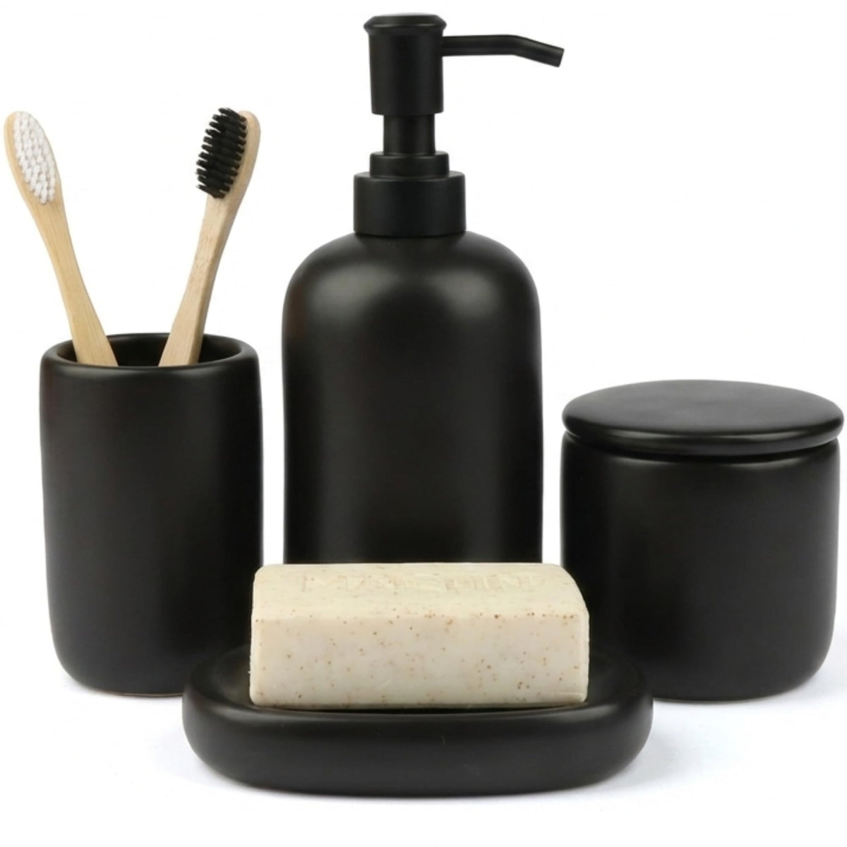 Ava Nord ceramic dispenser in black matte for easy, mess-free soap dispensing