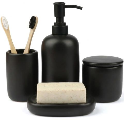 Ava Nord ceramic dispenser in black matte for easy, mess-free soap dispensing