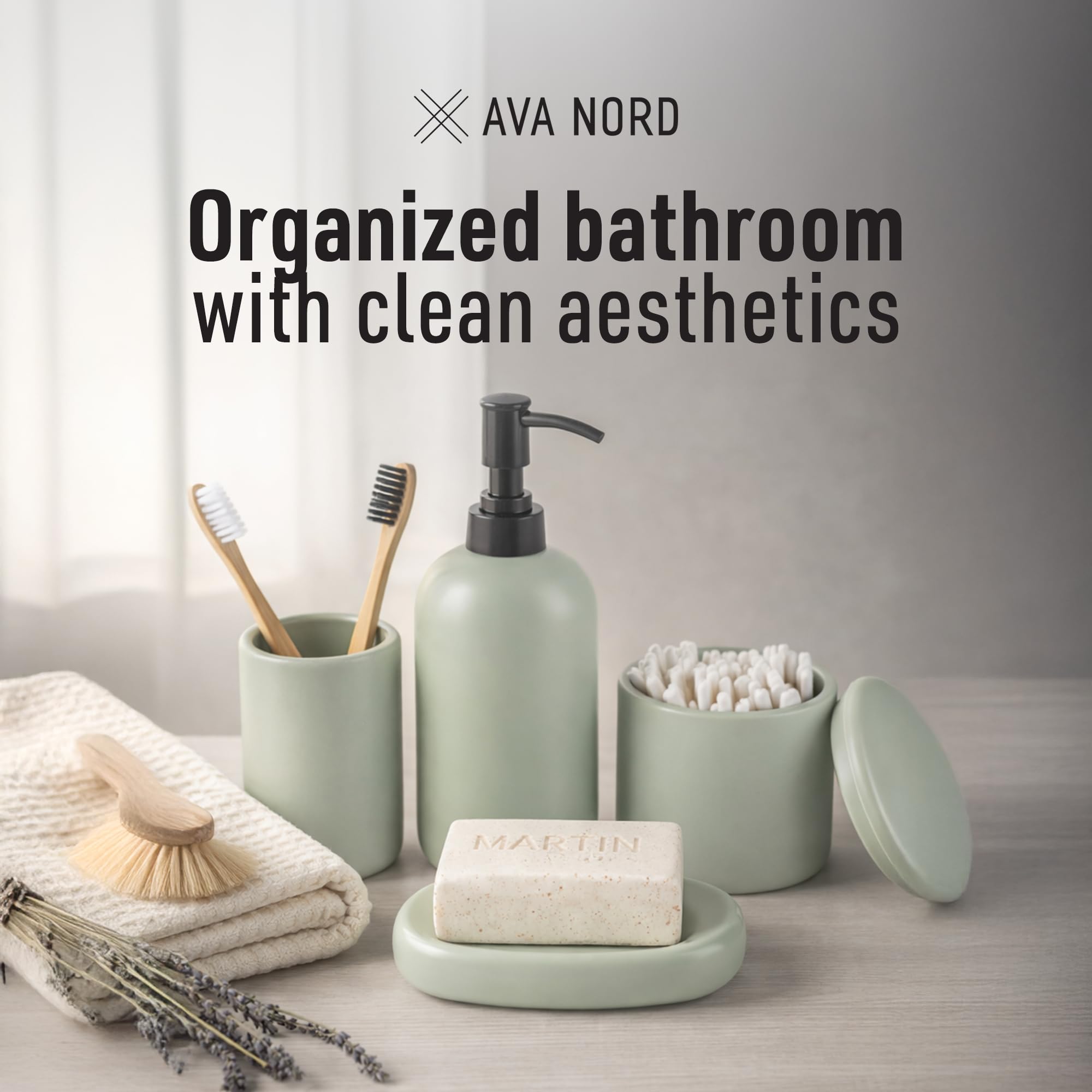Ava Nord close-up of sage green ceramic finish