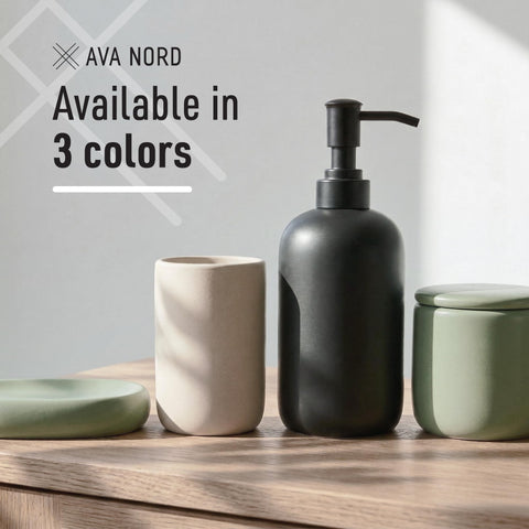 Ava Nord sage green soap dish resists stains and buildup
