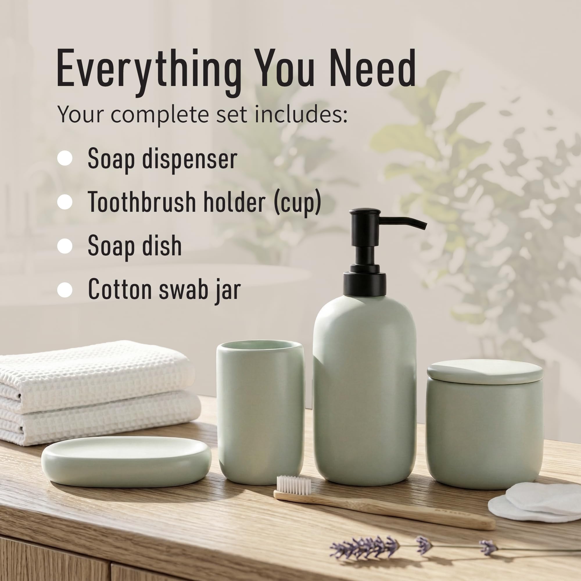 Ava Nord sage green toothbrush holder keeps brushes neatly organized