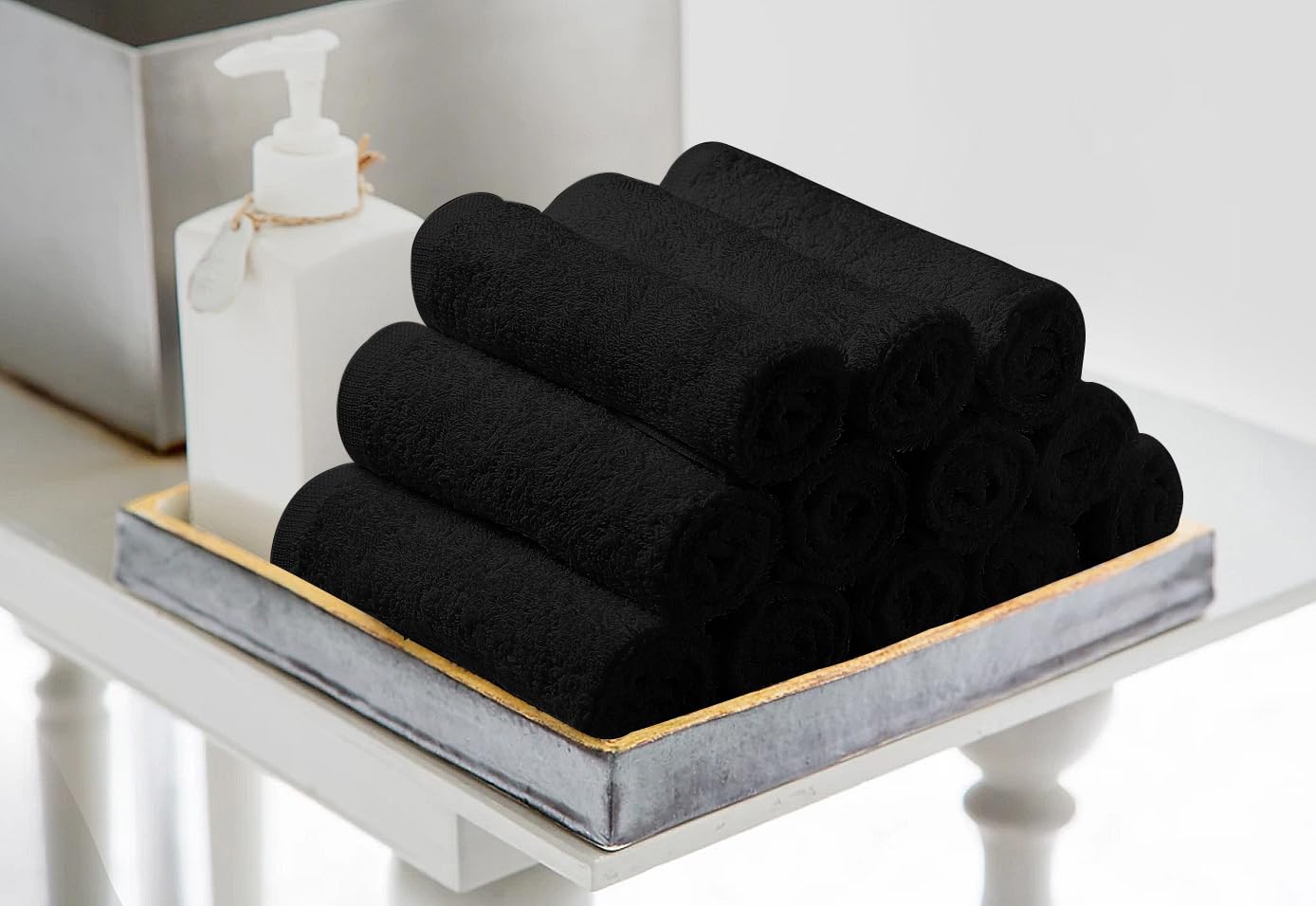 Avalon Towels 24-pack bulk display for easy purchase and storage