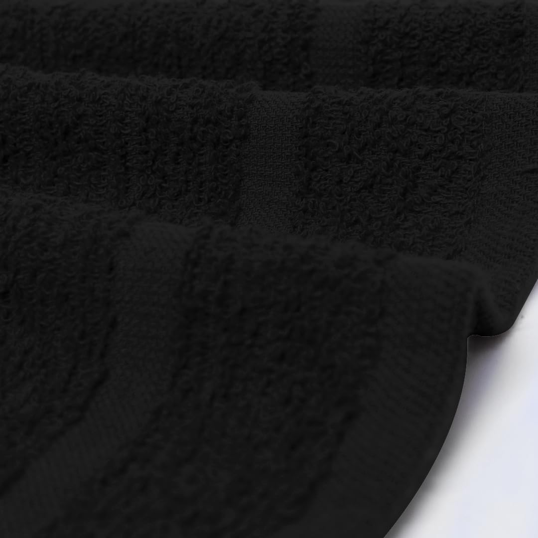 Avalon Towels black washcloths add a sleek look to baths.