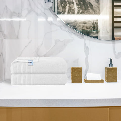 Avalon Towels decor upgrade showcasing chic bathroom styling.