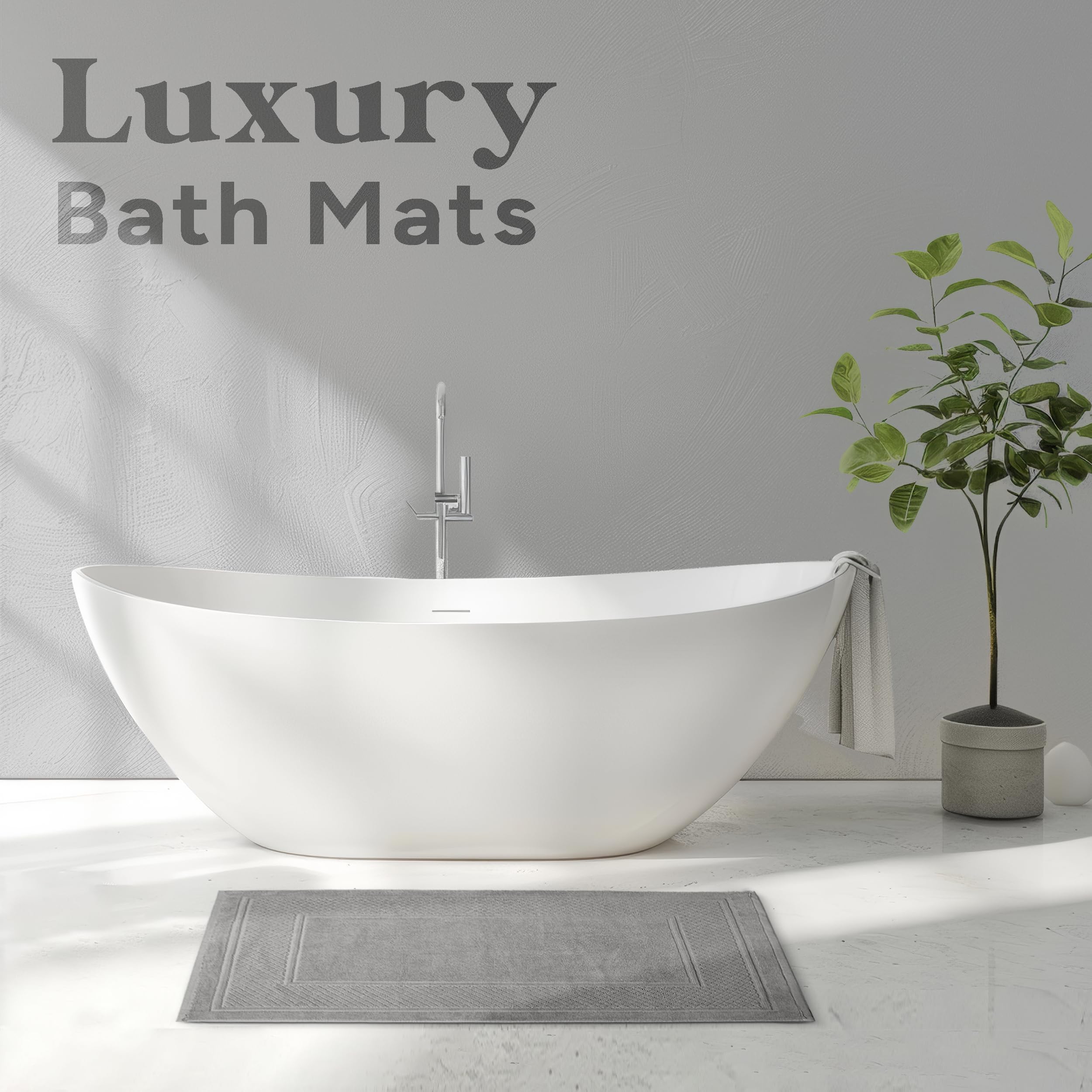 Avalon Towels grey bath mat machine washable for easy care
