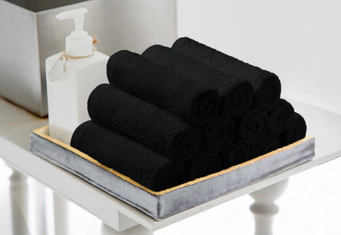 Gym-ready Avalon Towels washcloth in travel bag for on-the-go use.