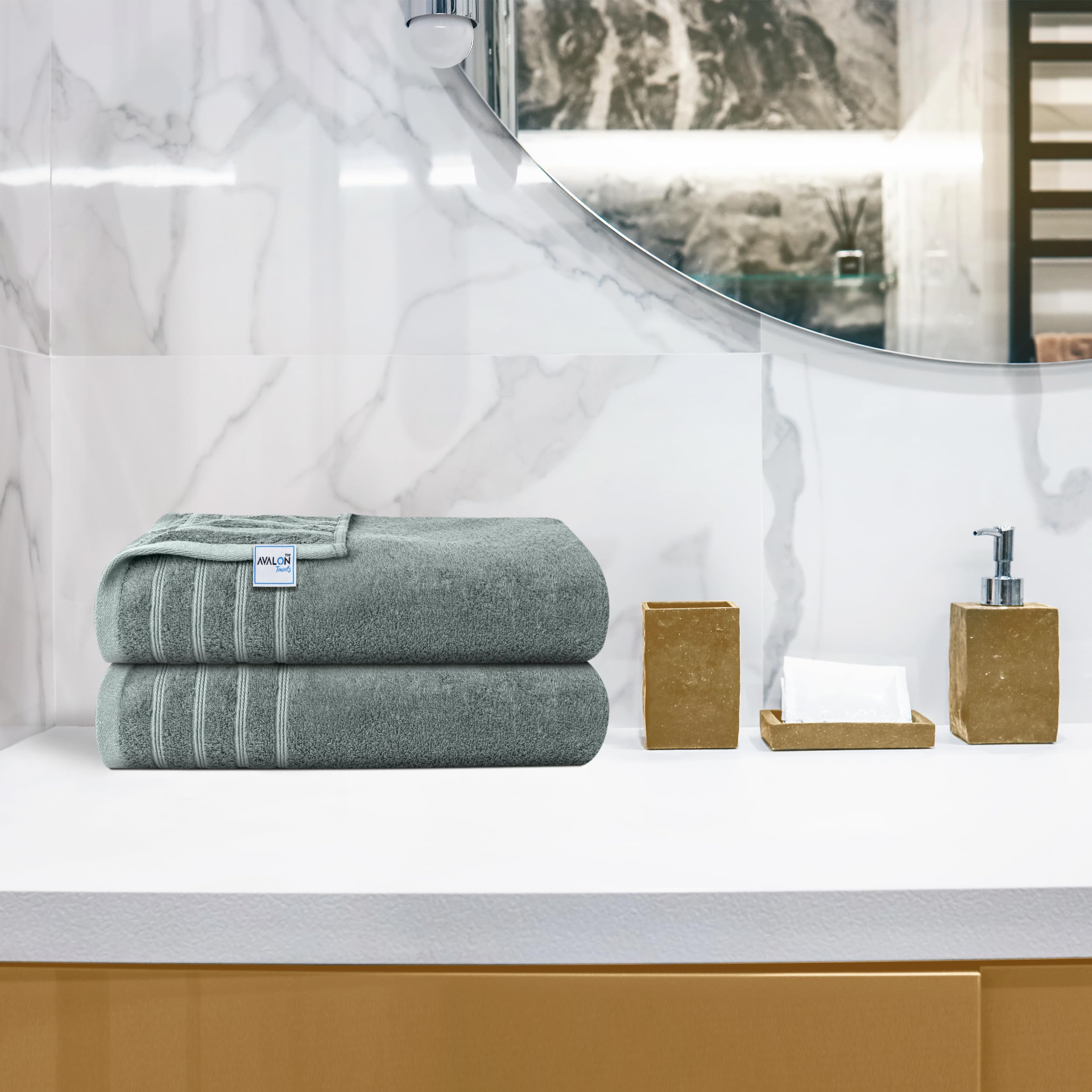 Avalon Towels elevate a chic bathroom decor look