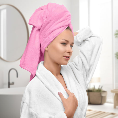 Avalon Towels pink bath towels two-pack emphasizes quick-drying, high absorbency after showers