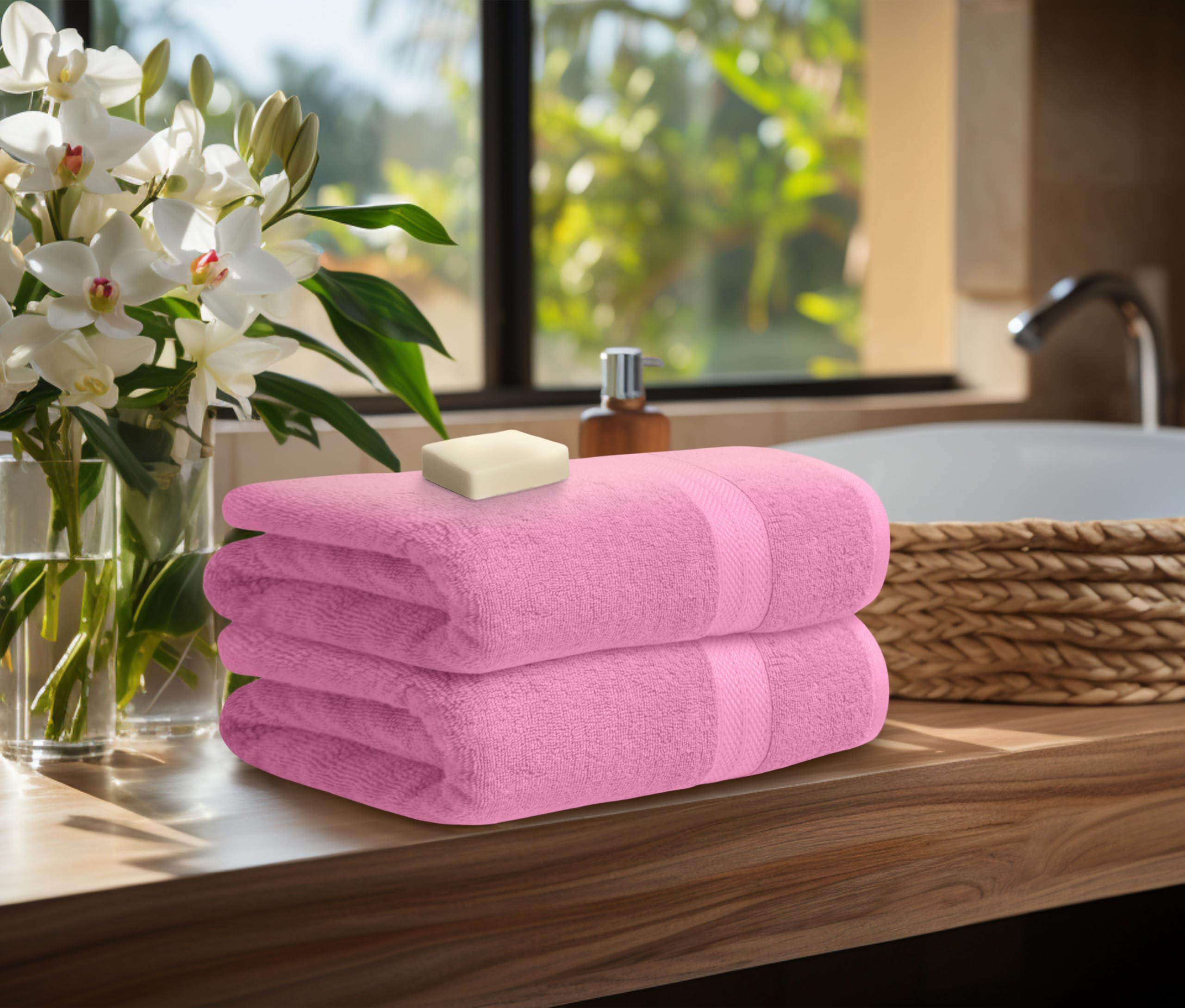 Avalon Towels pink hand towels two-pack for everyday bathroom convenience
