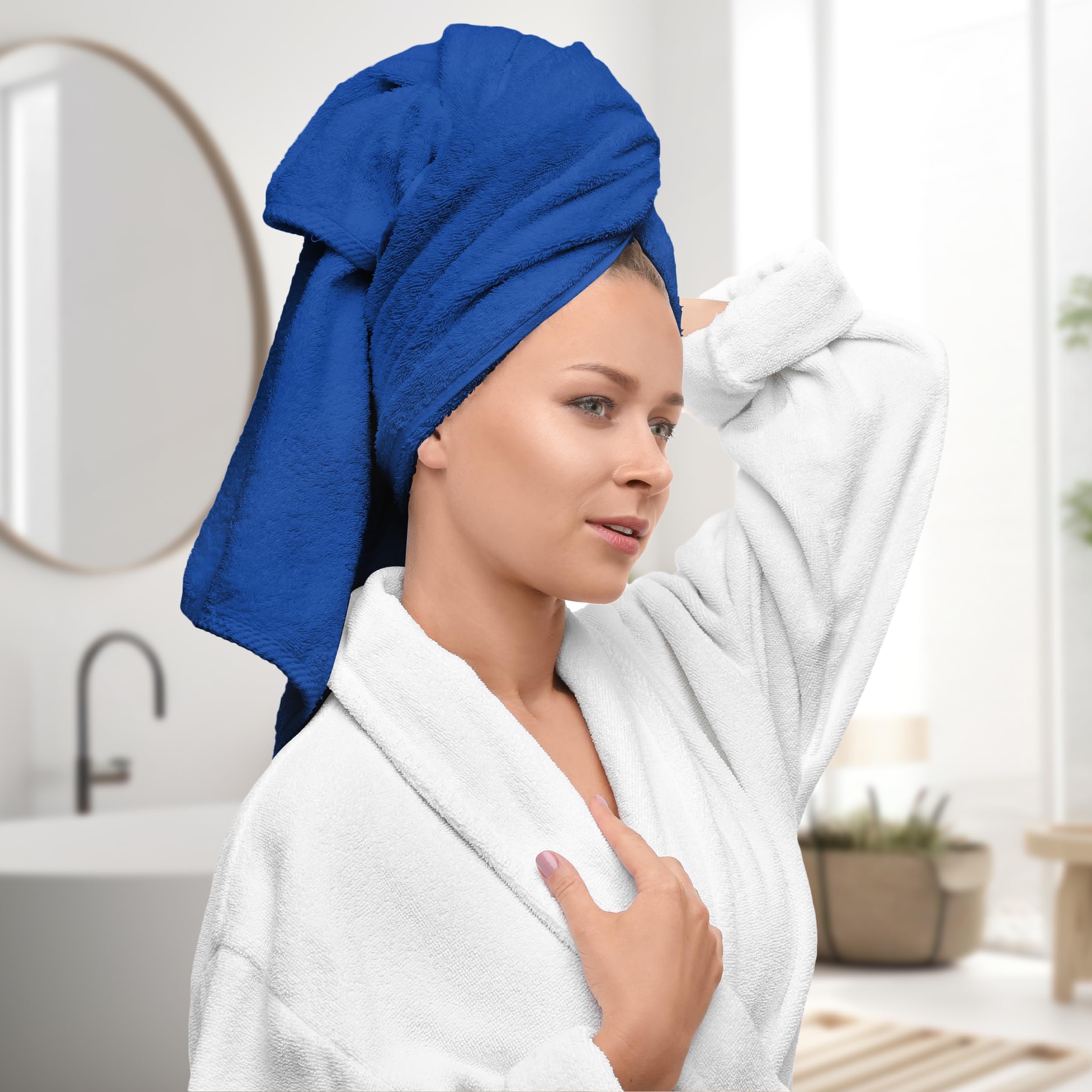 Avalon Towels royal blue bath towels ready for daily use and absorbency.