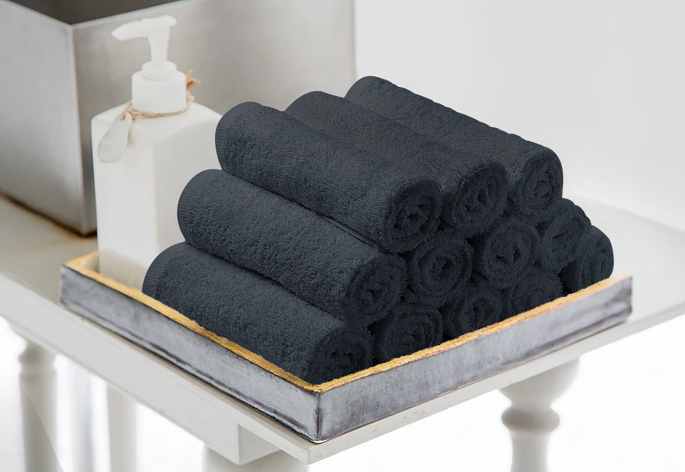 Avalon Towels grey 16x27 towel, perfect for hair drying and spa routines.