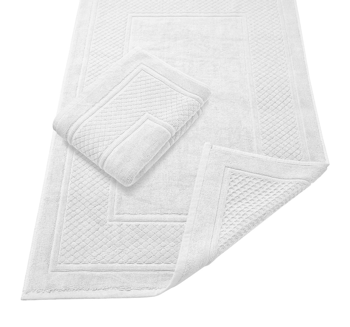 Avalon Towels White Bath Mat closeup weave, plush texture with quick-dry performance