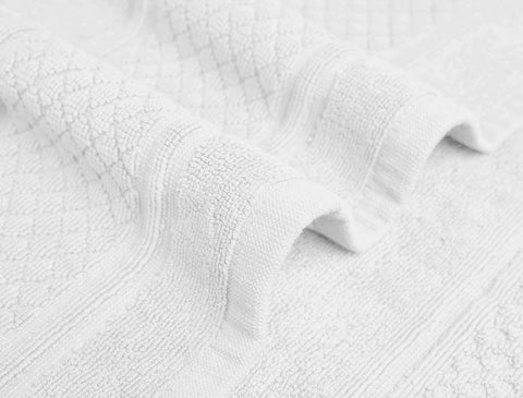 Avalon Towels White Bath Mat texture detail, soft cotton delivers high absorbency
