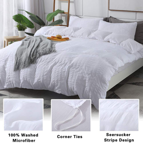 AveLom white duvet cover queen uses thickened washed microfiber for durability and breathability.