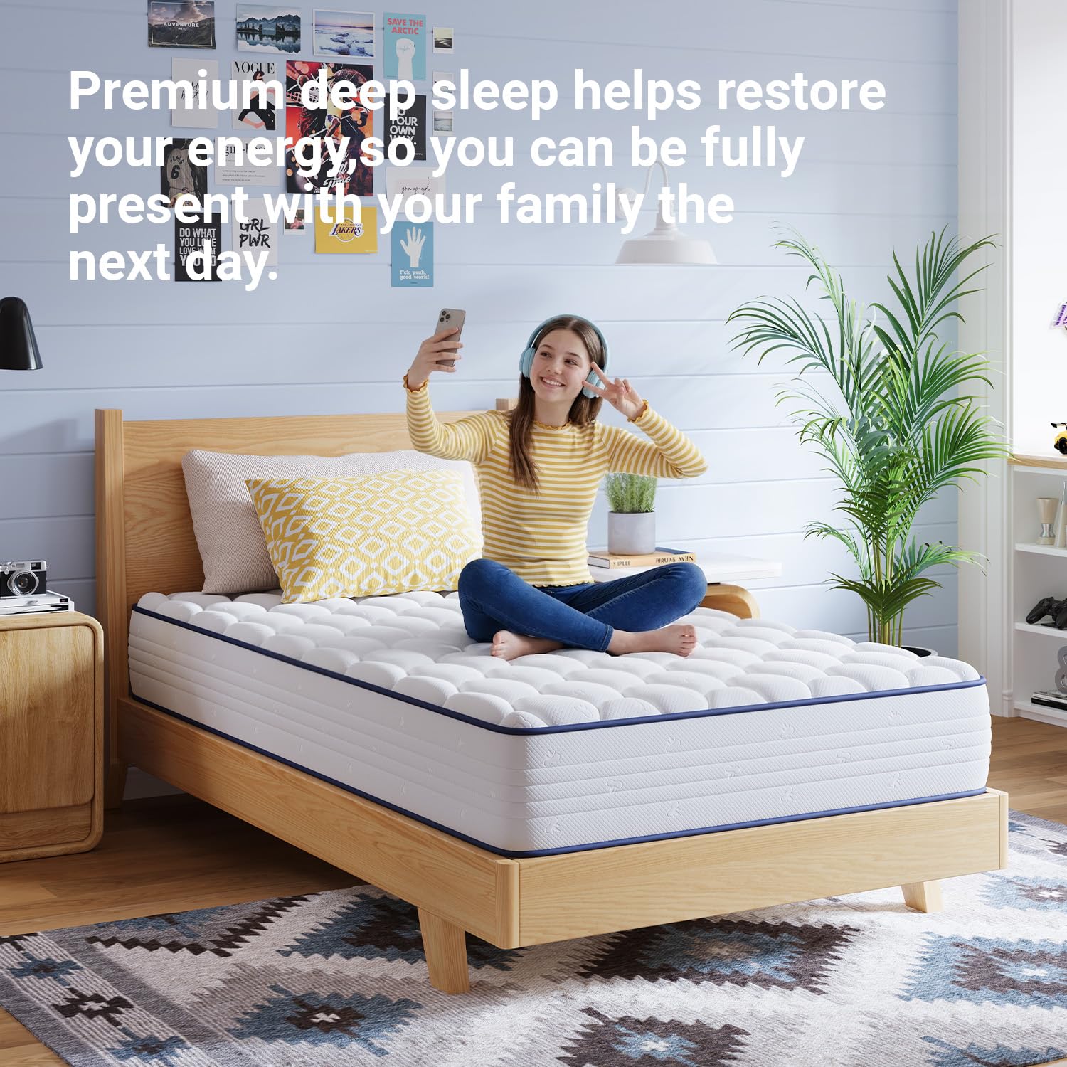 Avenco breathable fabric cover promotes a cool, comfortable sleeping environment.