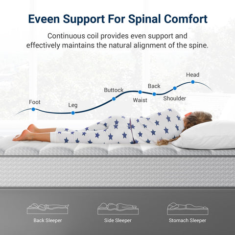 Avenco Twin XL Mattress with SmartS Coil springs adapt to body for versatile support