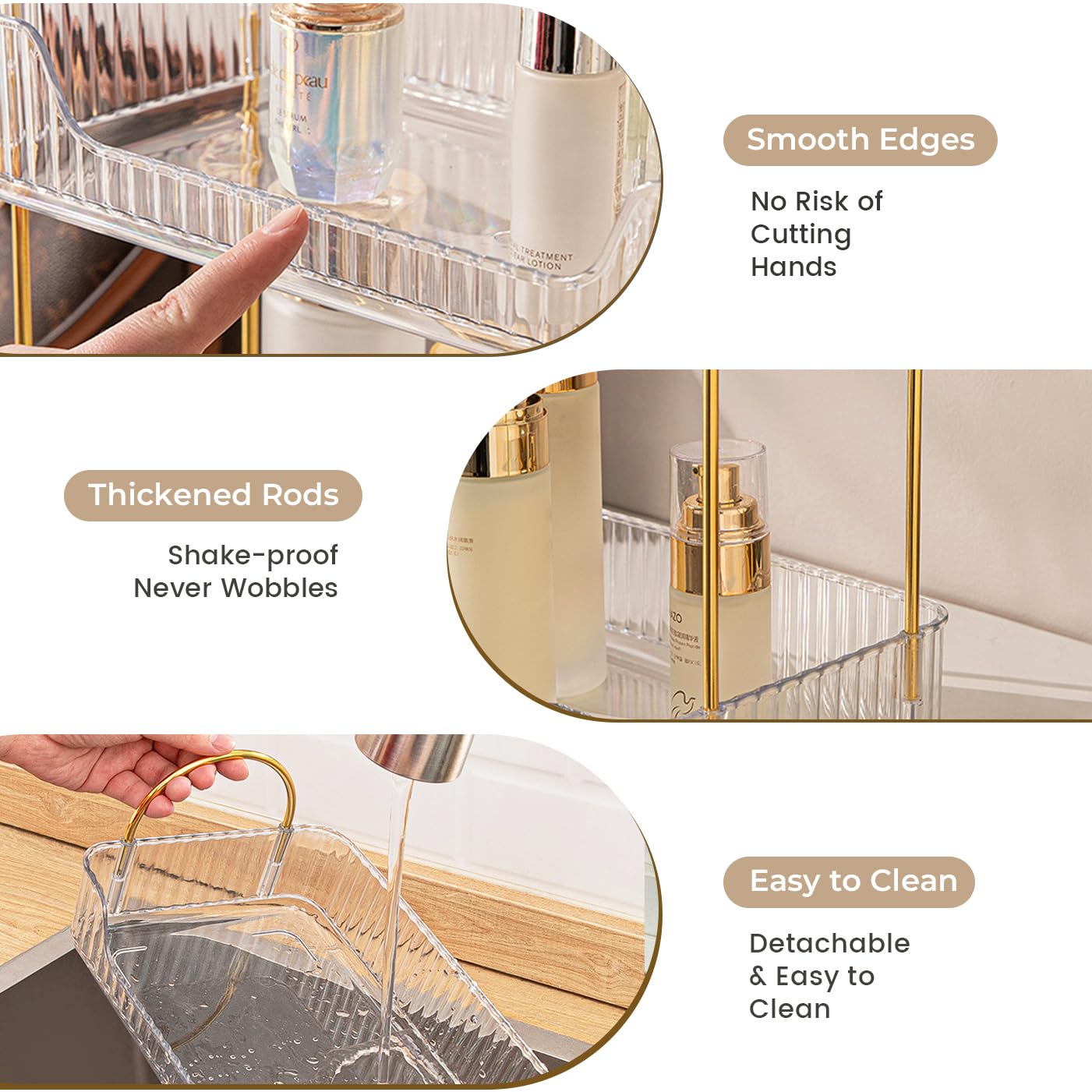 Aveniee gold metal brackets detail add subtle Nordic luxury and sturdy support.