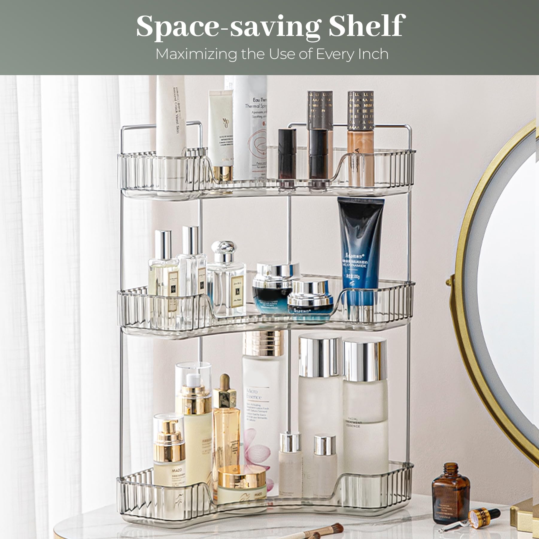 Aveniee gray vanity tray adds elegant storage in any room
