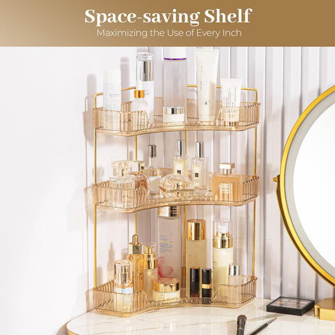 Aveniee kitchen spice rack 3-tier gold organizer for small items.