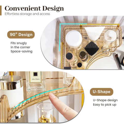 Aveniee perfume tray gold holds bottles securely, reducing slips.
