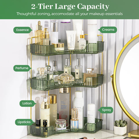 Aveniee 3-tier makeup and perfume tray viewed from above for easy access.