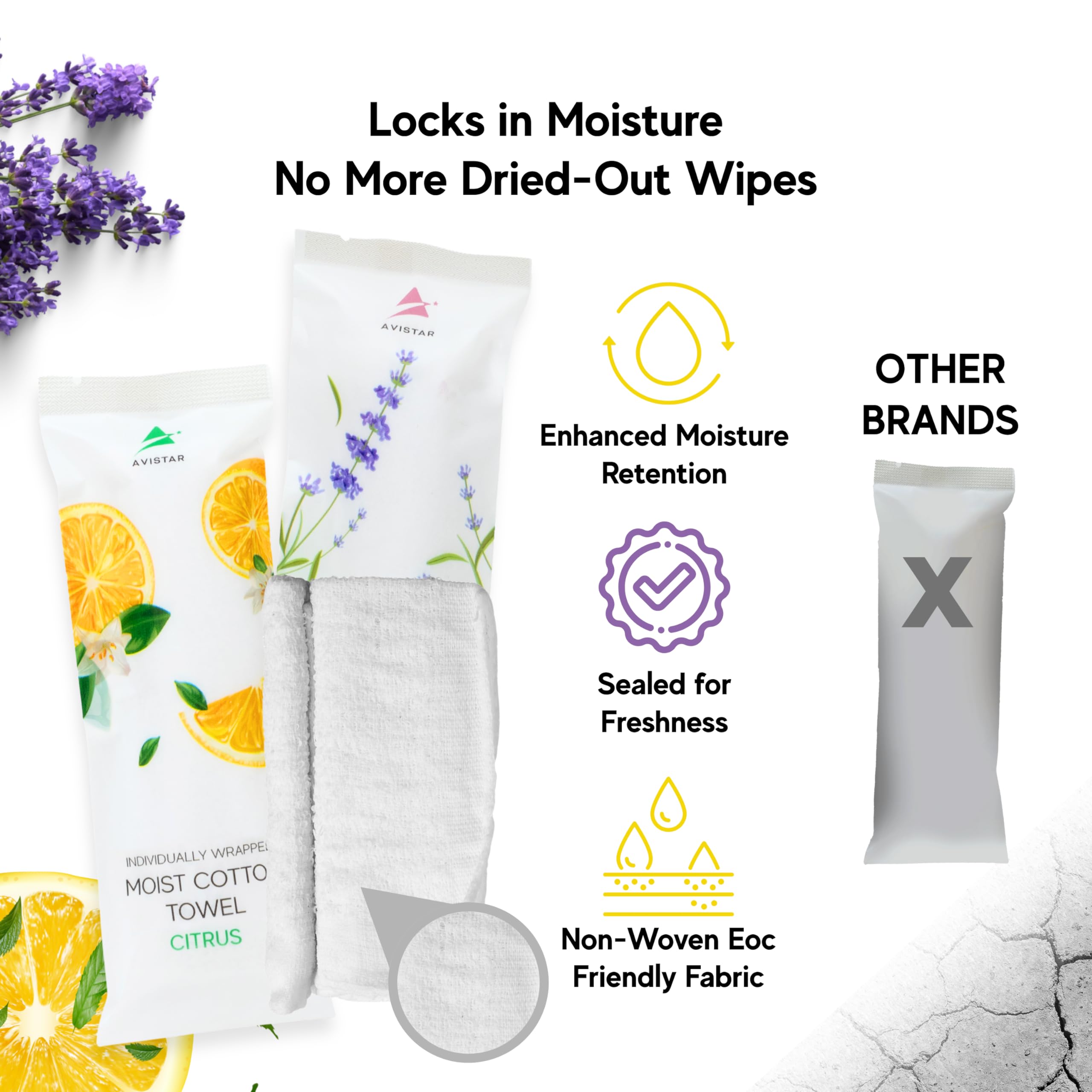 Avistar lavender-scented towel close-up for a calming spa-like feel.