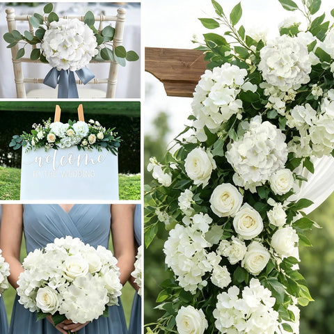 AVIVIHO party floral design using silk hydrangea blooms