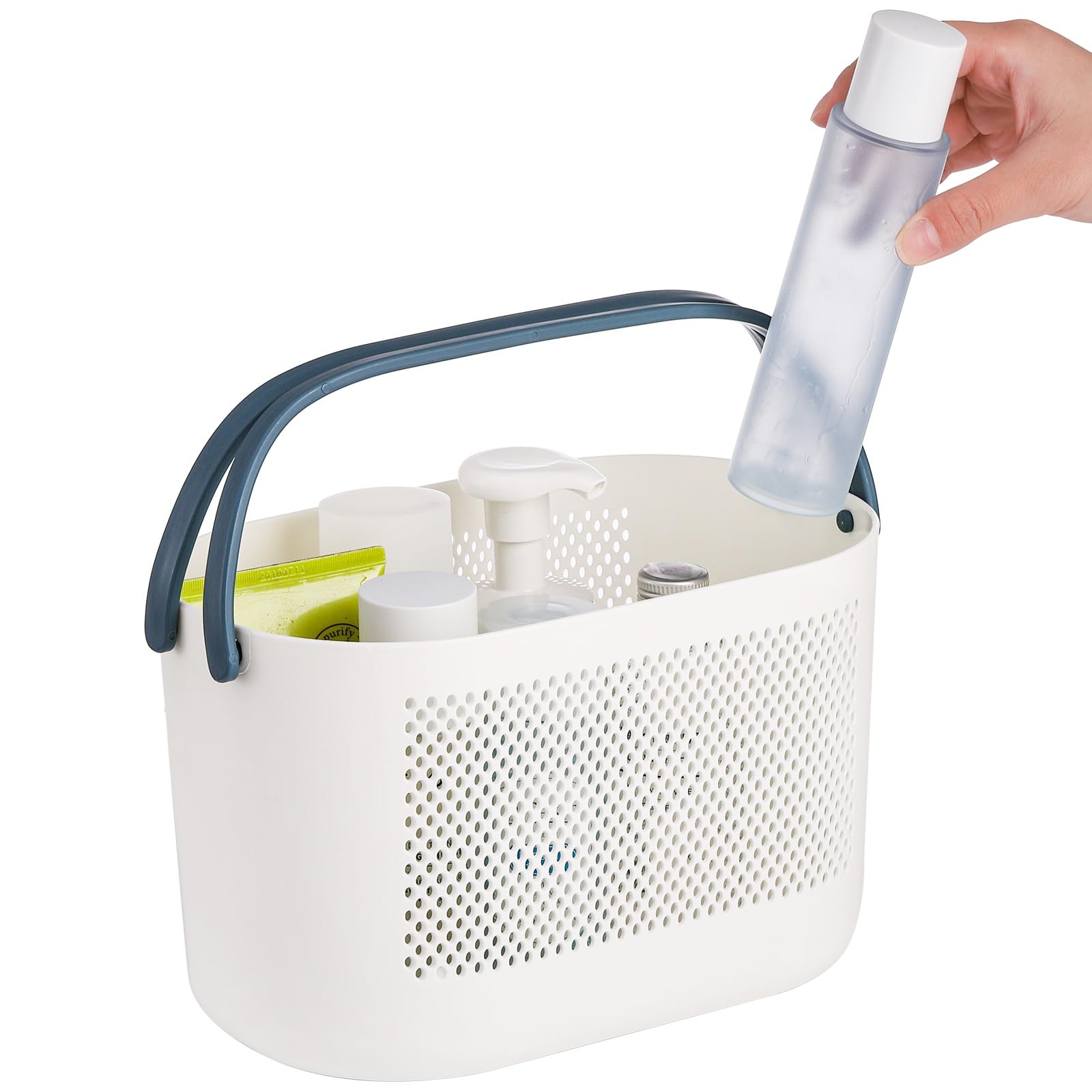AVLA multi-purpose caddy bins organize shampoo towels and toys neatly.