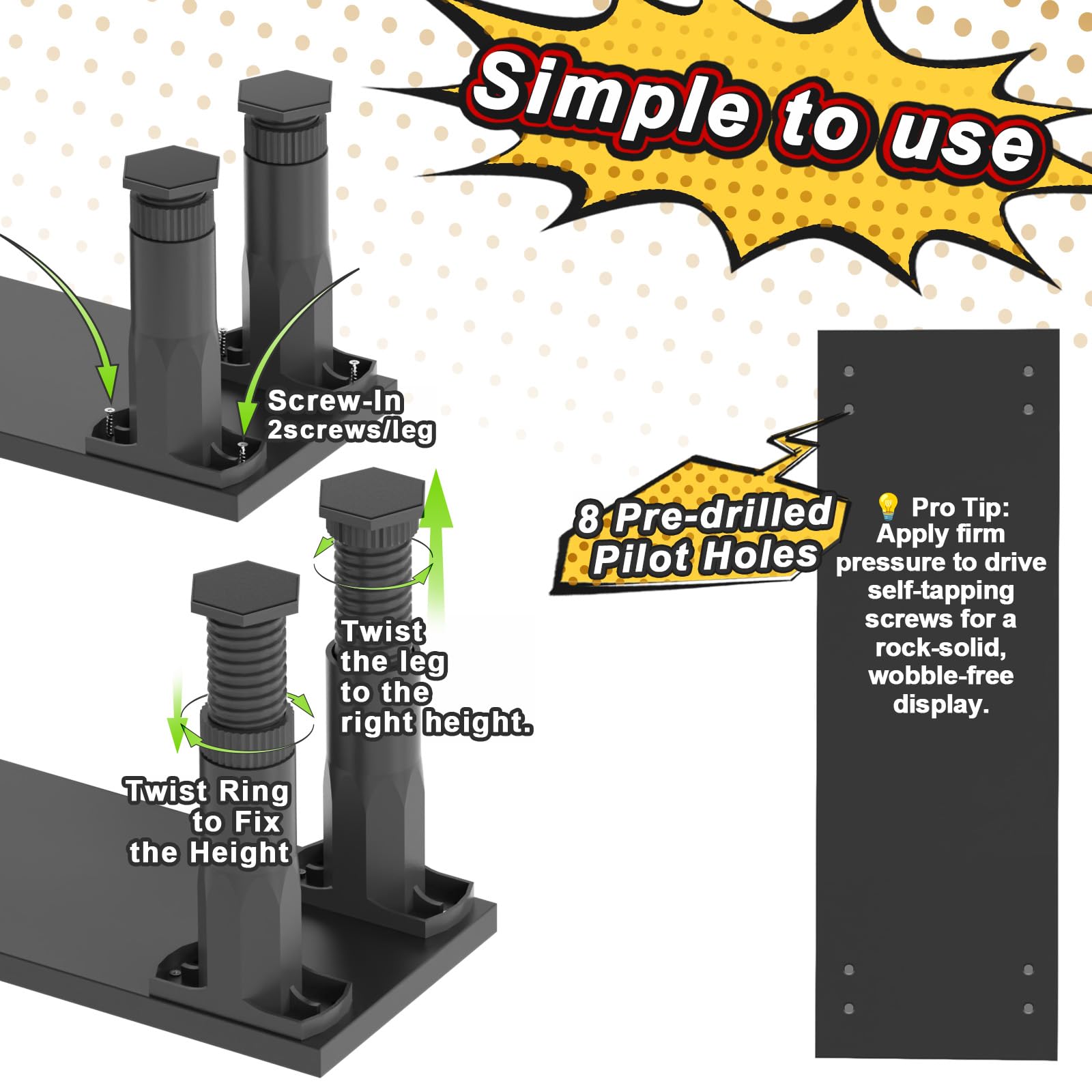 AVMDOM manga shelf riser anti-slip pads stabilize on smooth surfaces