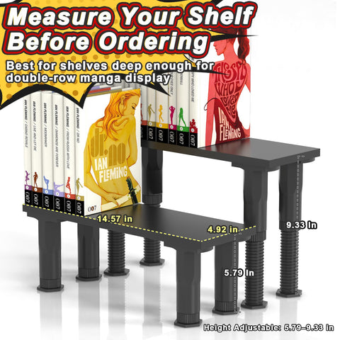 AVMDOM manga shelf riser sturdy wood construction with a modern black finish